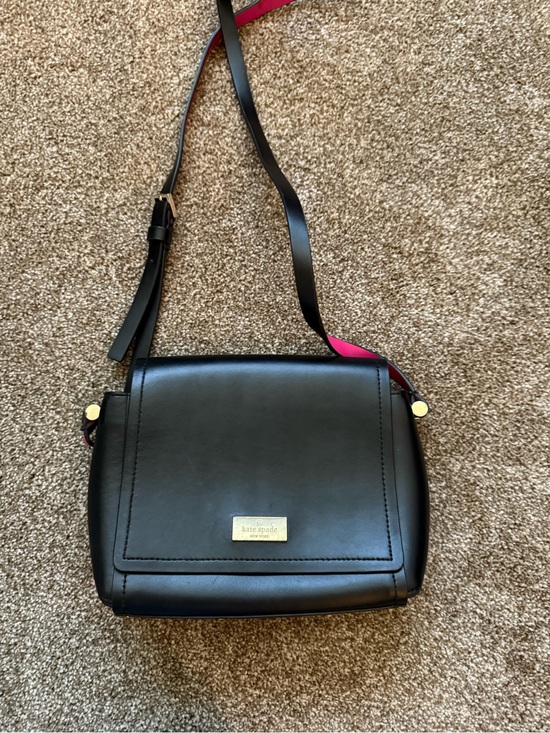 kate spade Handbags - kate spade Black Leather Crossbody with Pink Strap Accent